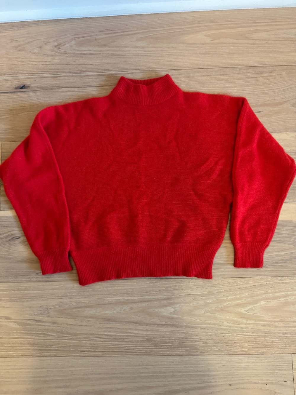 Vintage Rafaella MediumPetites Red Angora Blend Mock Neck Batwing Sweater, Size
